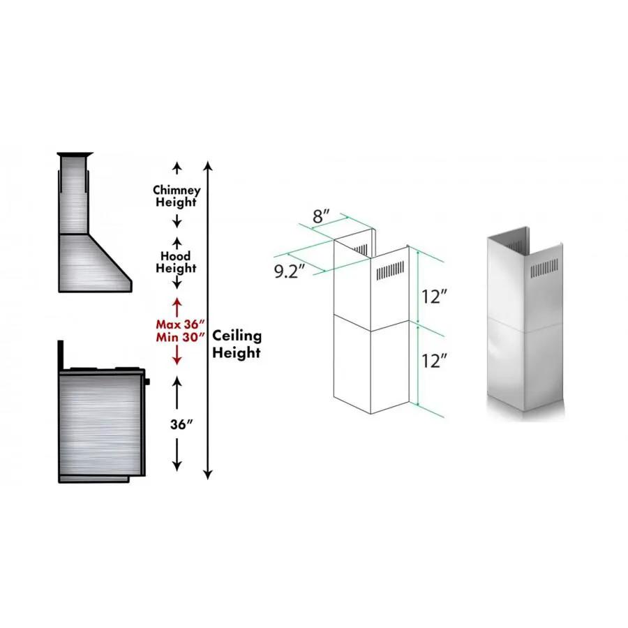ZLINE Short Kit for 8' Ceilings, SK-KB/KL2/KL3-304 by Farmhouse Kitchen and Bath