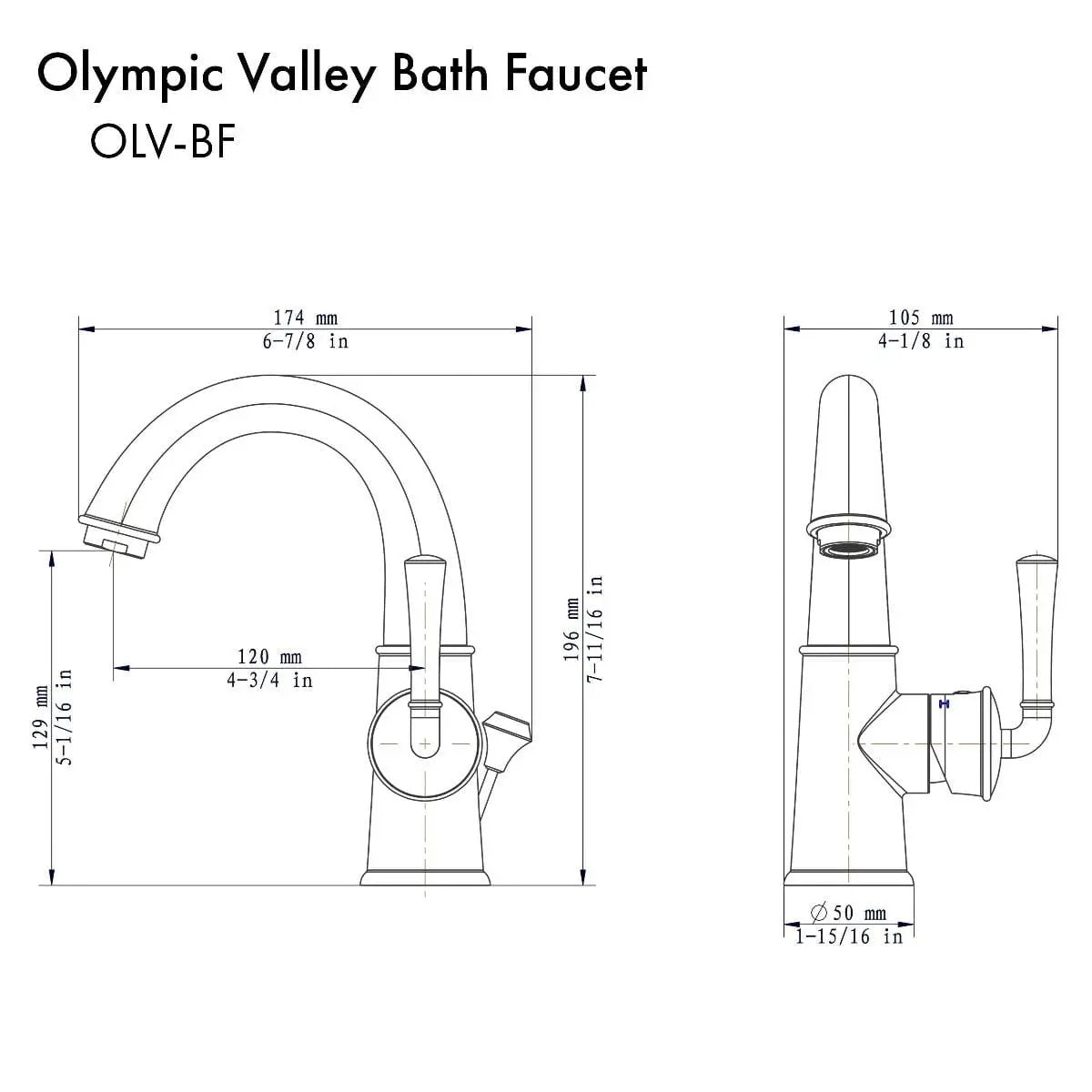 ZLINE Squaw Valley Bath Faucet in Chrome, OLV-BF-CH by Farmhouse Kitchen and Bath