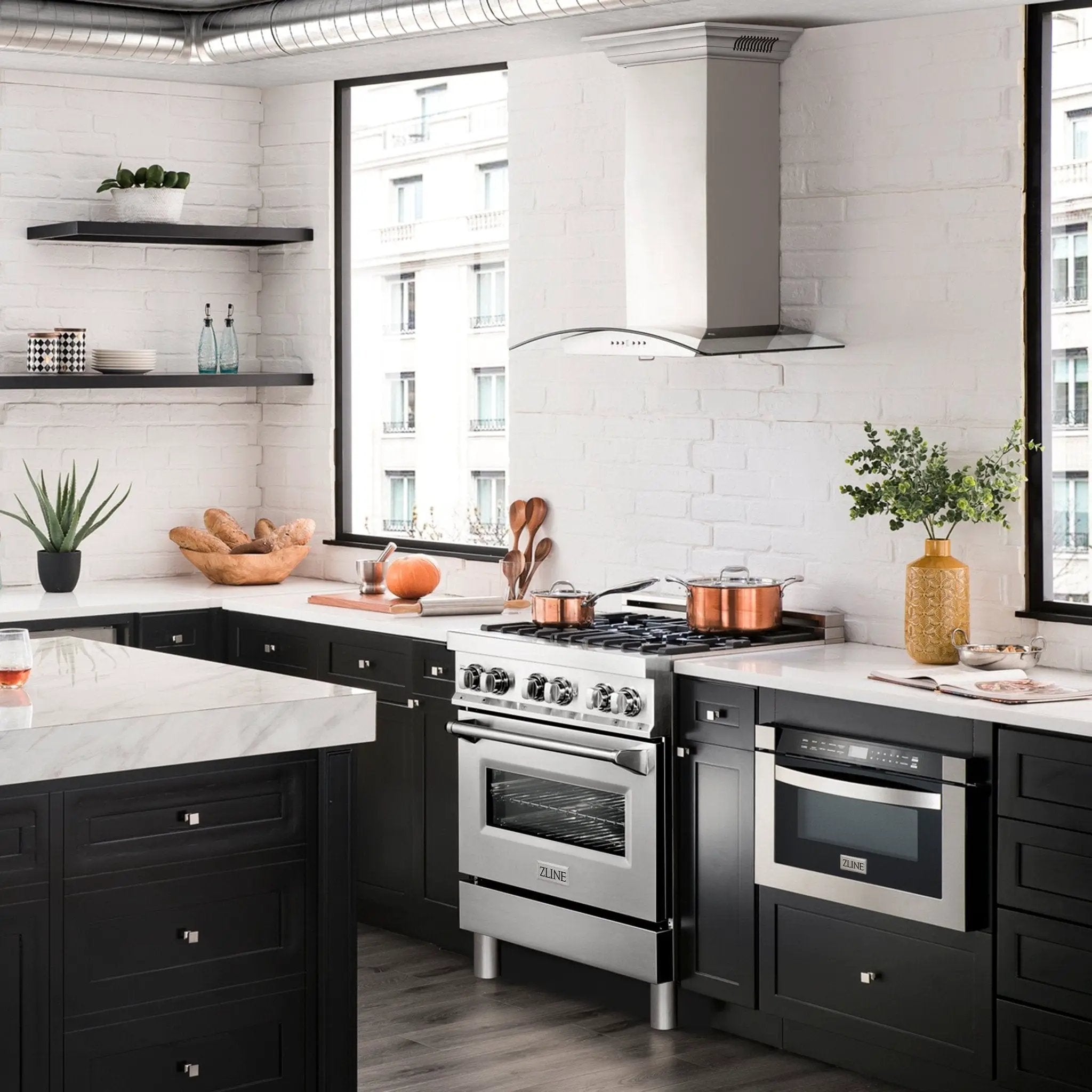 ZLINE WM RH StainlessSteelBuilt-in CrownSound™ BT Speakers KN4CRN-BT-42 by Farmhouse Kitchen and Bath