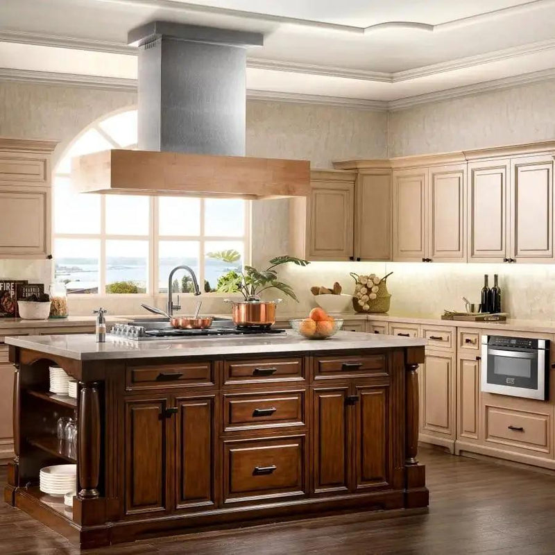 ZLINE 48" Wooden Island Range Hood, Butcher Block, 681iM-48 by Farmhouse Kitchen and Bath