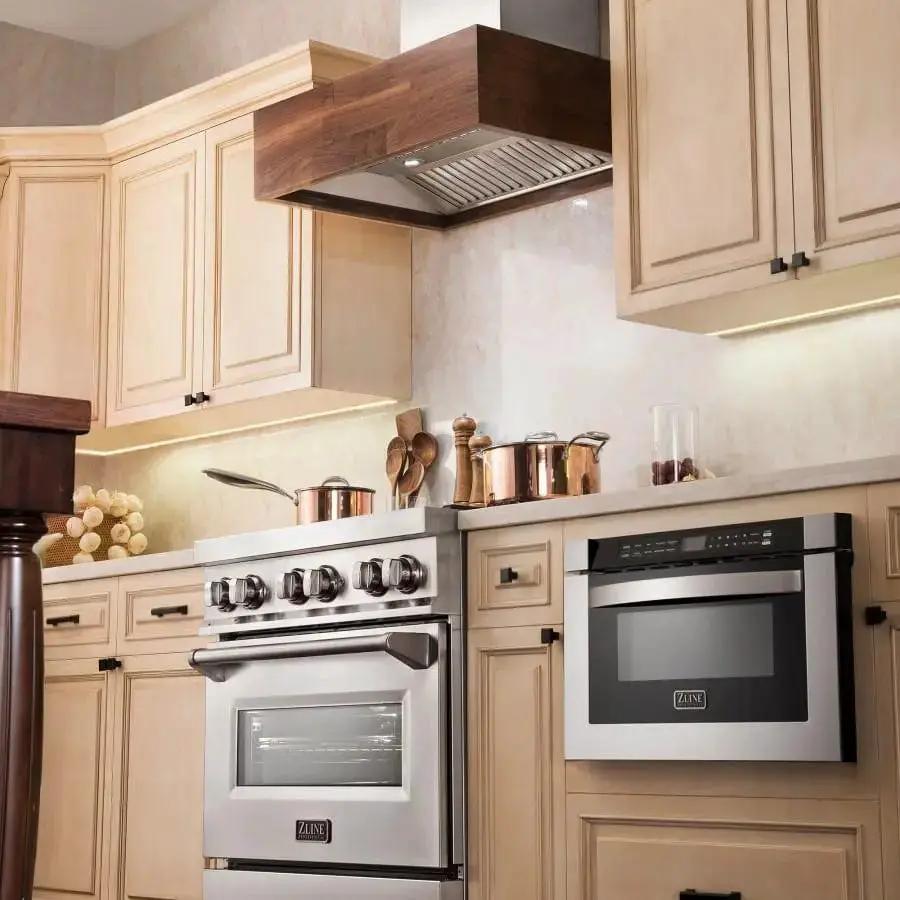 ZLINE 48" Wooden Wall Mount Range Hood Butcher Block, 681W-48 by Farmhouse Kitchen and Bath