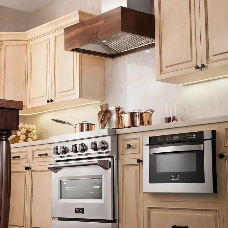 ZLINE 48" Wooden Wall Mount Range Hood Butcher Block, 681W-48 by Farmhouse Kitchen and Bath