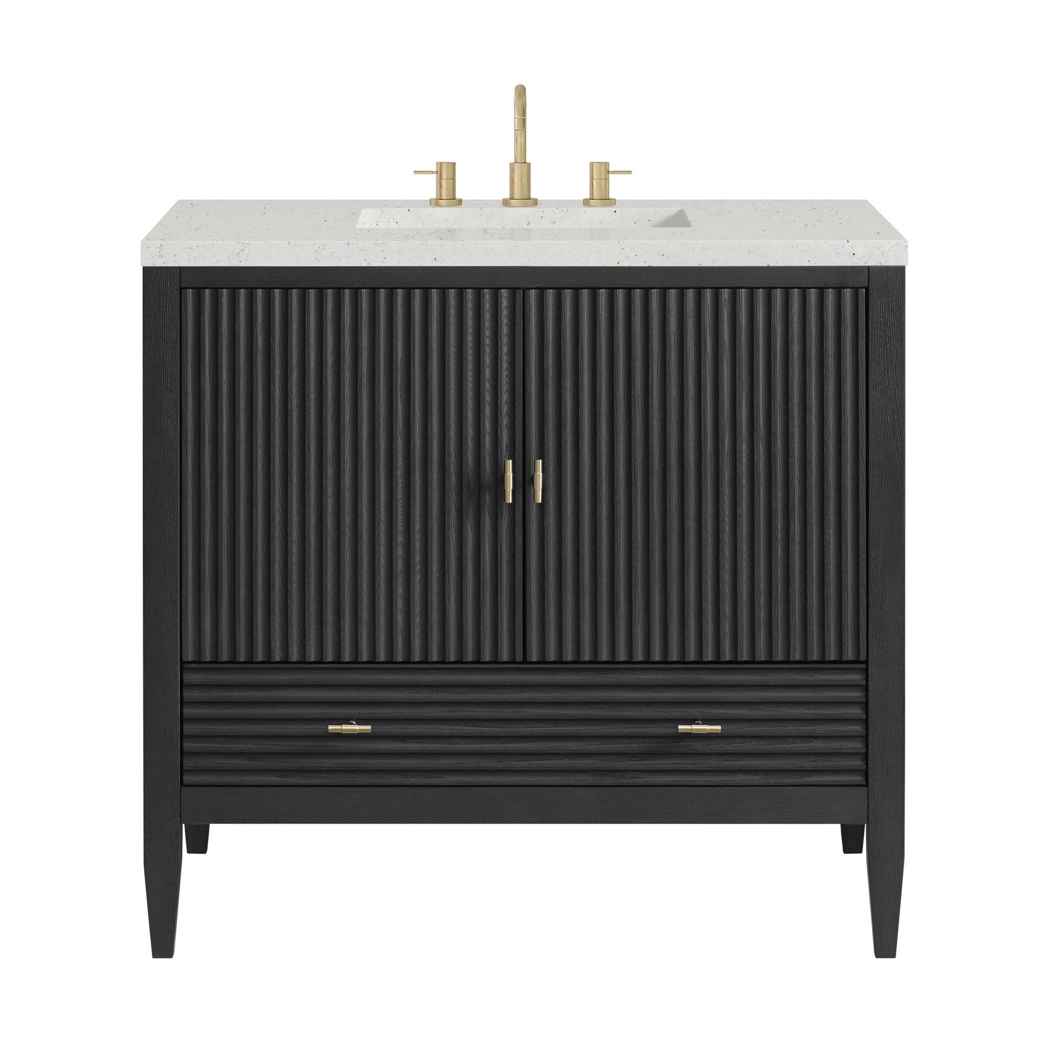 James Martin Myrrin 36" Single Bathroom Vanity, Carbon Oak, view 29