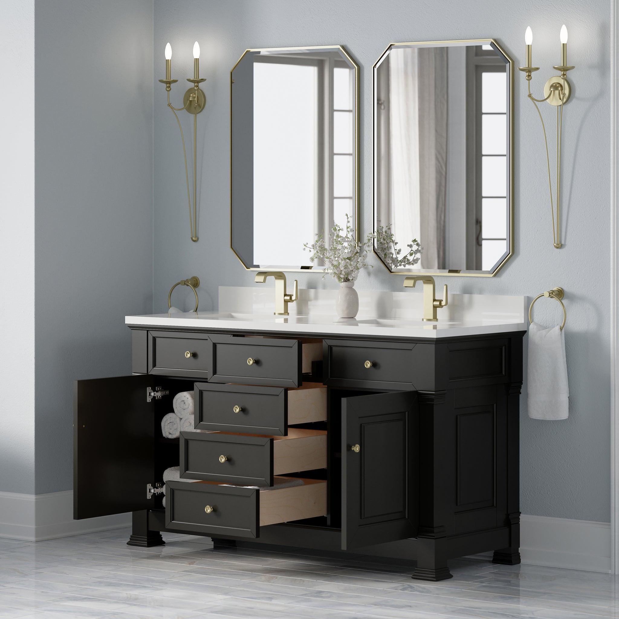 James Martin Brookfield 60" Double Bathroom Vanity, Black Onyx, view 34