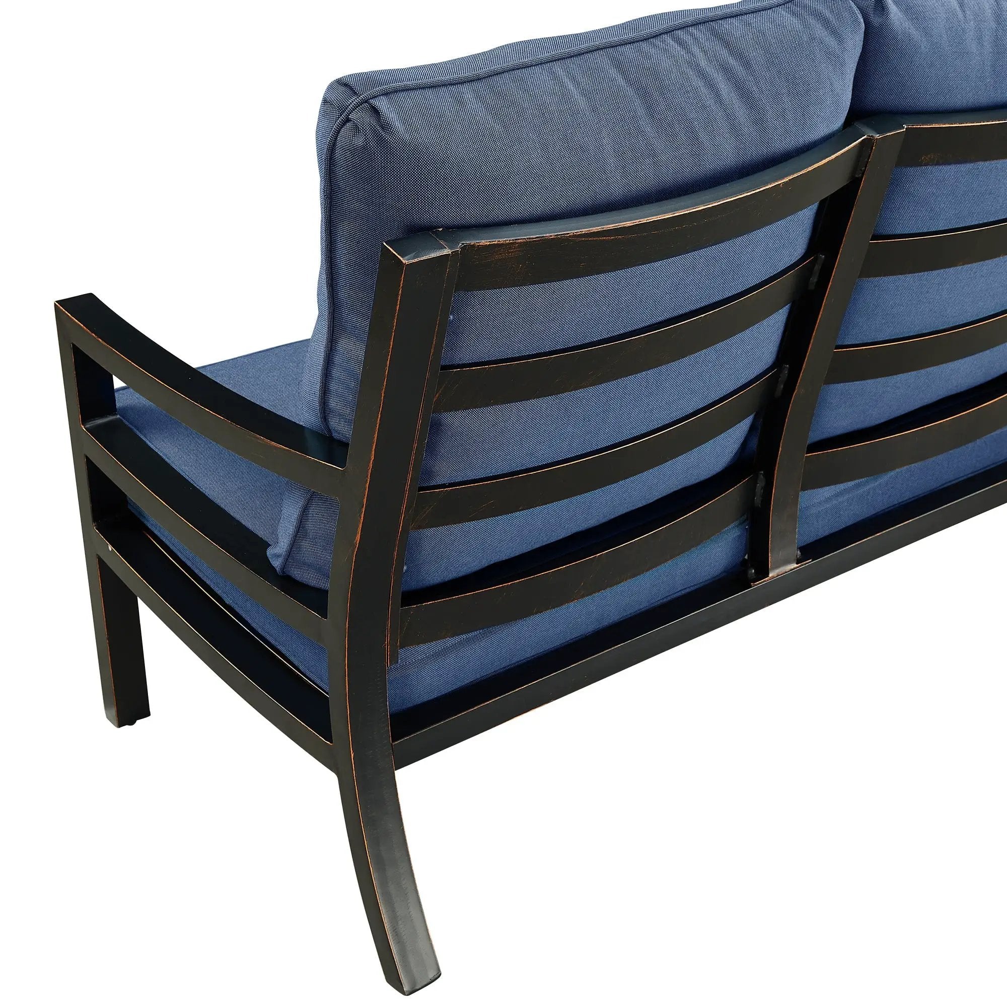 Black Aluminum Deep Seating Loveseat with Cushions by Sharicks