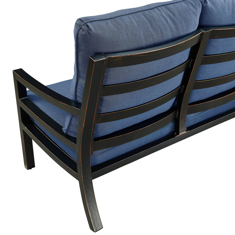 Black Aluminum Deep Seating Loveseat with Cushions by Sharicks