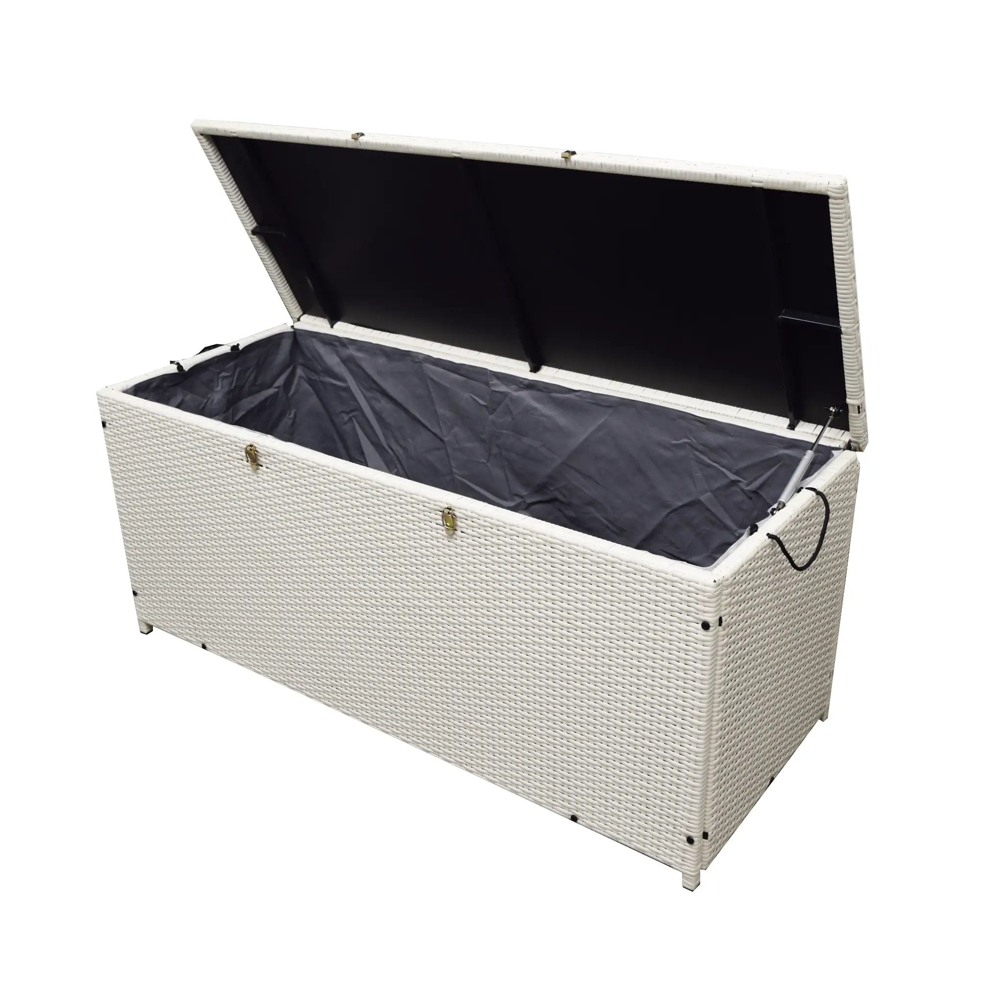 White Wicker Patio Deck Box with 113 Gallon Storage and Metal Frame by Sharicks