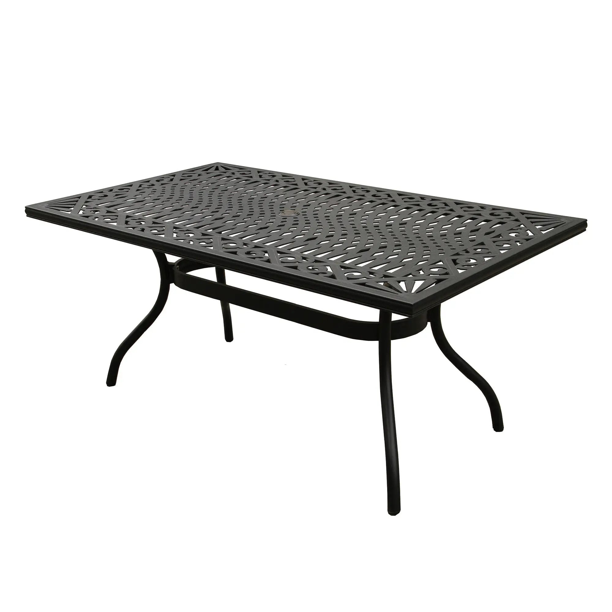 Ornate Outdoor Mesh Aluminum Black 68-in Rectangle Patio Dining Table by Sharicks