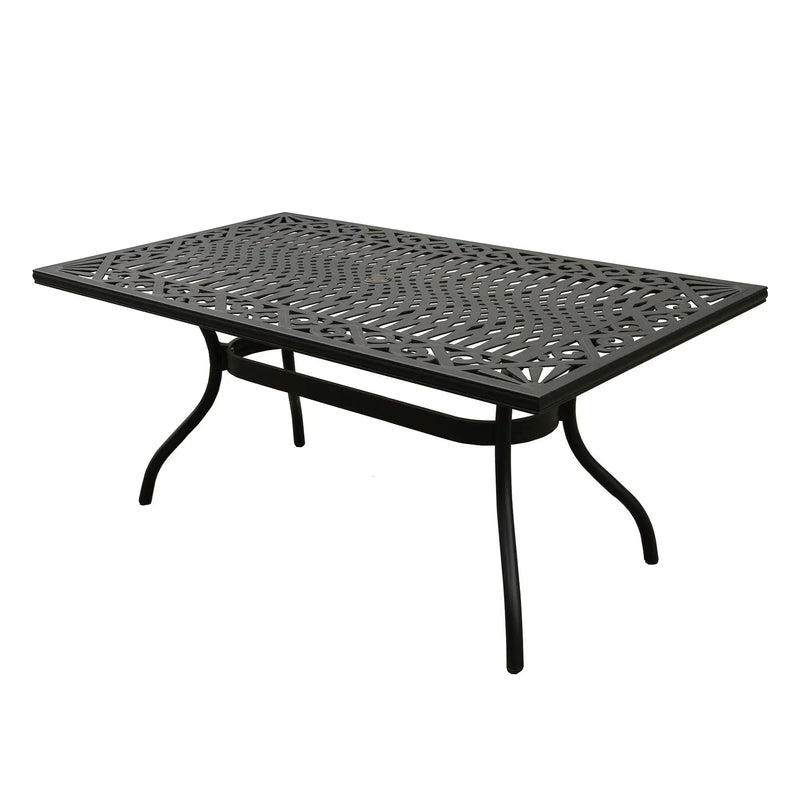 Ornate Outdoor Mesh Aluminum Black 68-in Rectangle Patio Dining Table by Sharicks