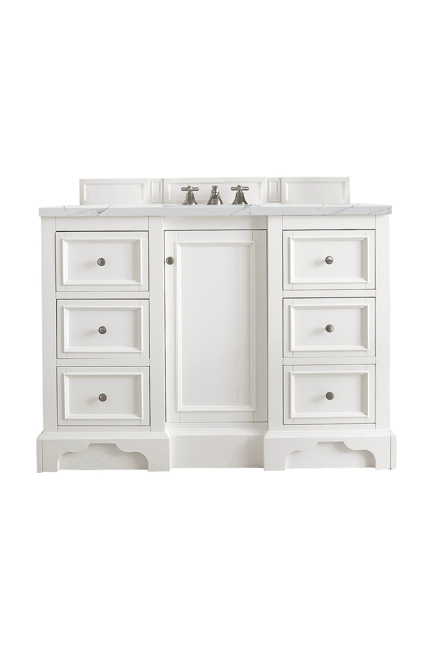 James Martin De Soto 48" Single Bathroom Vanity, Bright White with Ethereal Noctis countertop