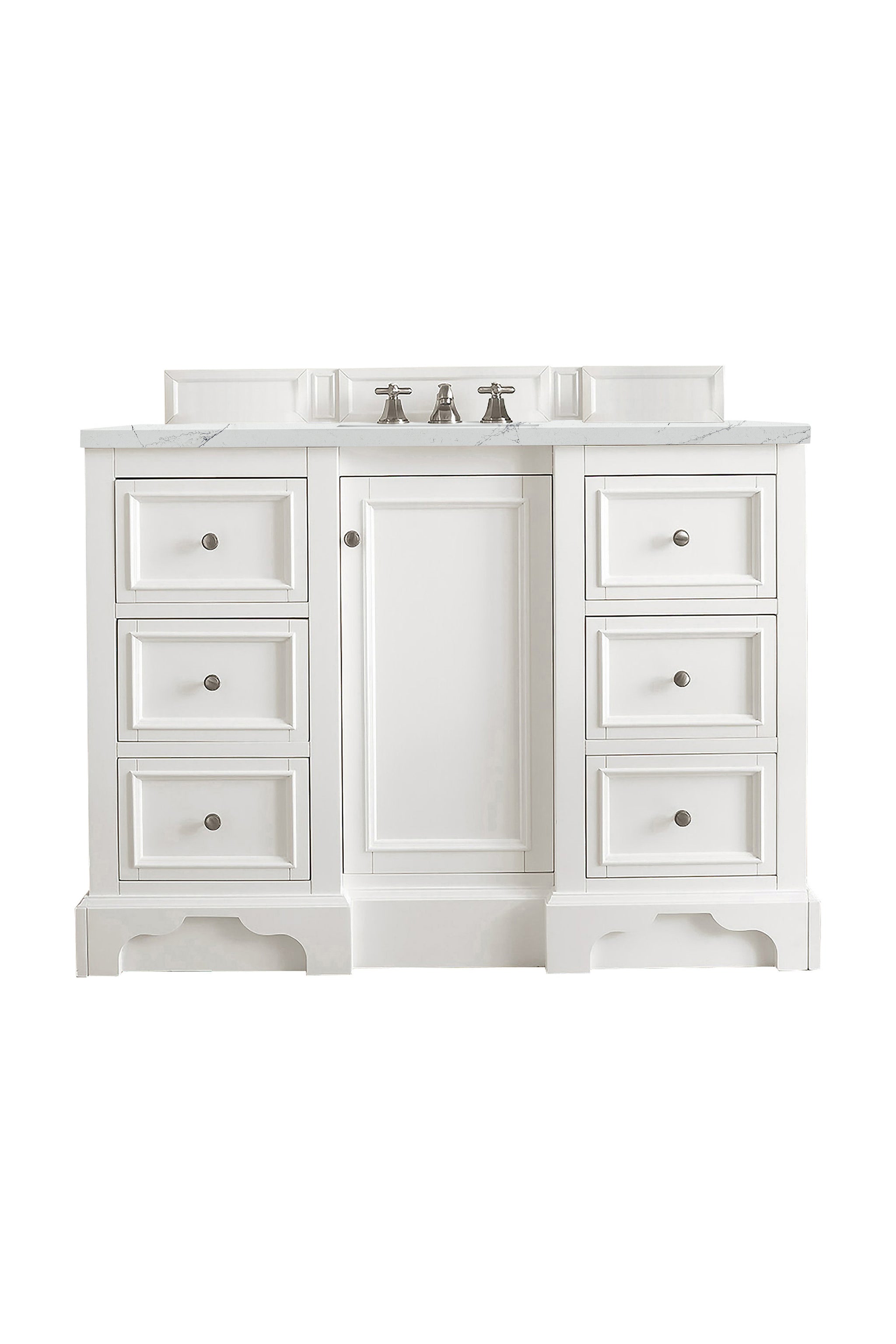 James Martin De Soto 48" Single Bathroom Vanity, Bright White with Ethereal Noctis countertop