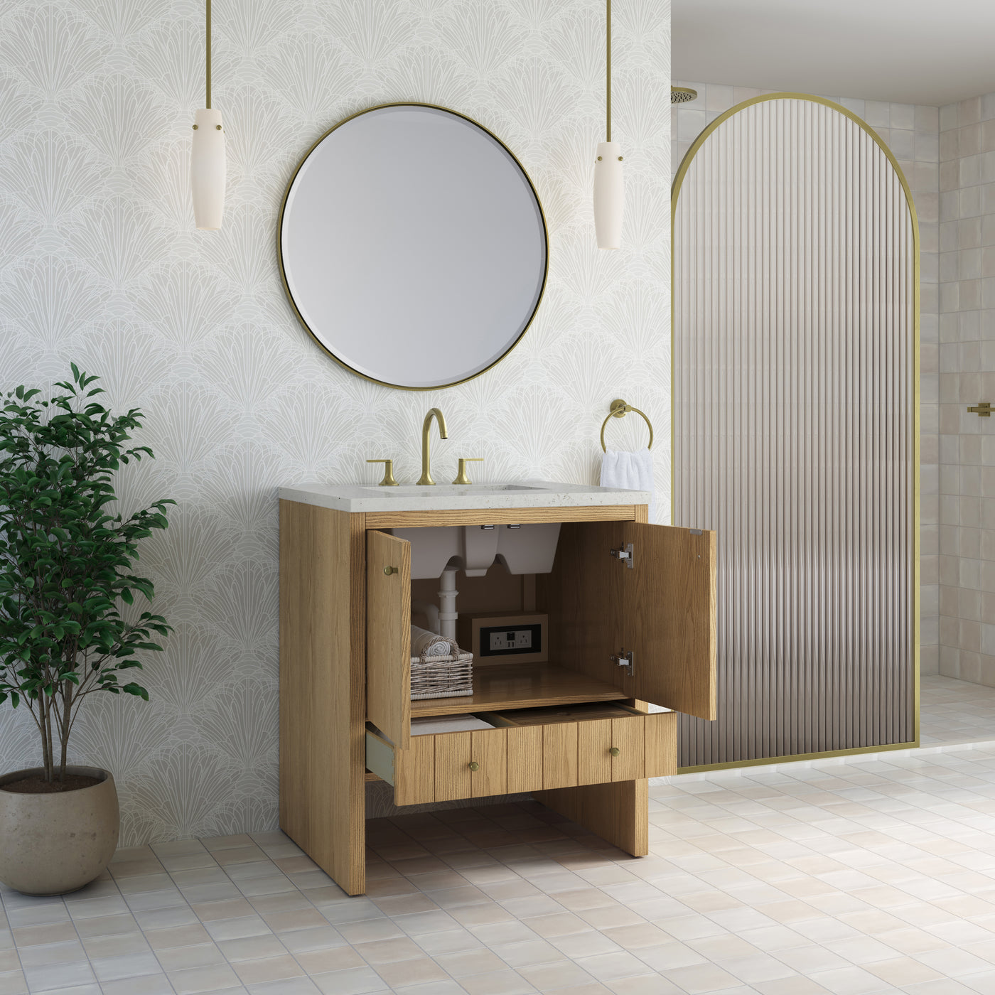 James Martin Hudson 30" Single Bathroom Vanity, Light Natural Oak, view 27