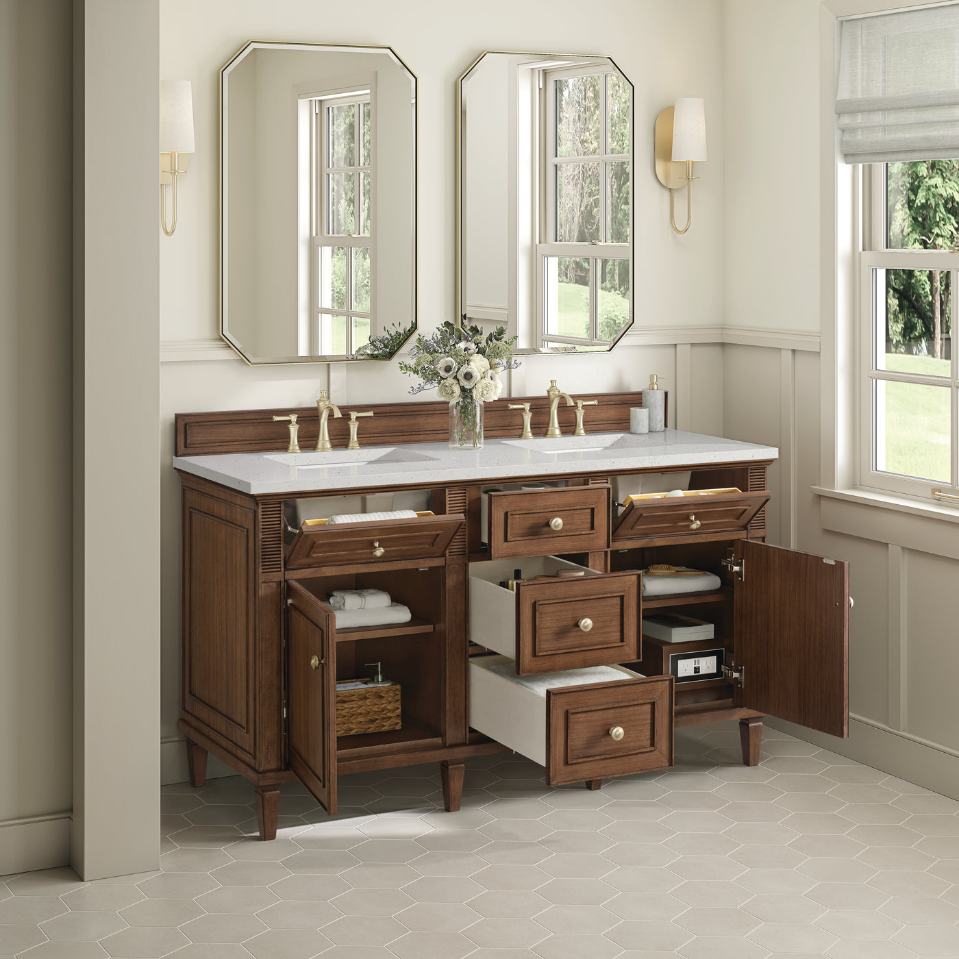 James Martin Lorelai 60" Double Bathroom Vanity, Mid-Century Walnut, view 33
