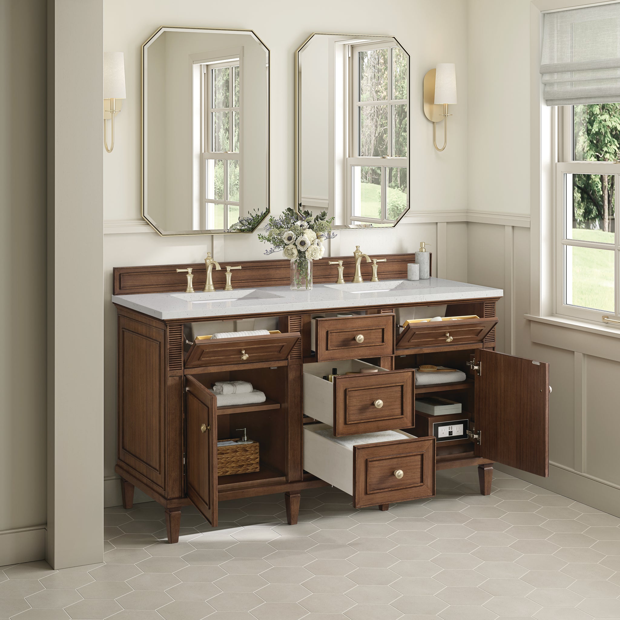 James Martin Lorelai 60" Double Bathroom Vanity, Mid-Century Walnut, view 33