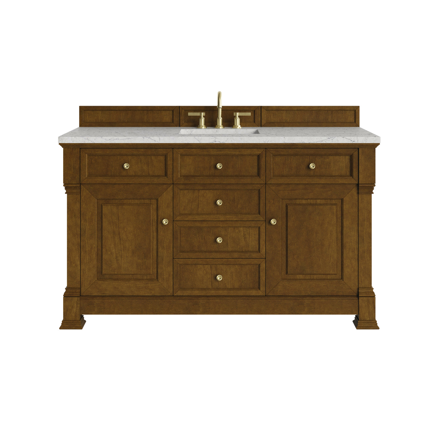 James Martin Brookfield 60" Single Bathroom Vanity, Honey Oak with Eternal Jasmine Pearl countertop