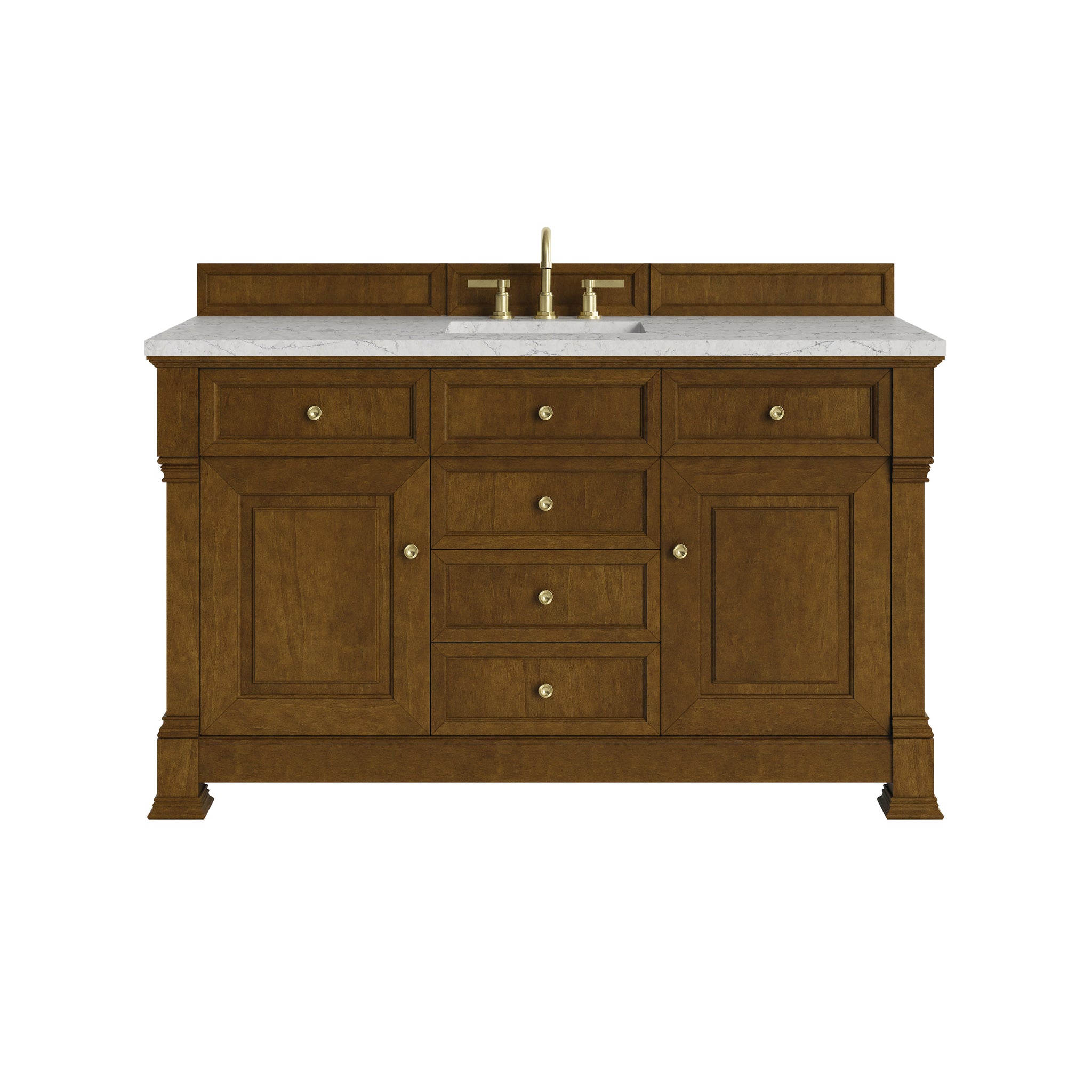 James Martin Brookfield 60" Single Bathroom Vanity, Honey Oak with Eternal Jasmine Pearl countertop