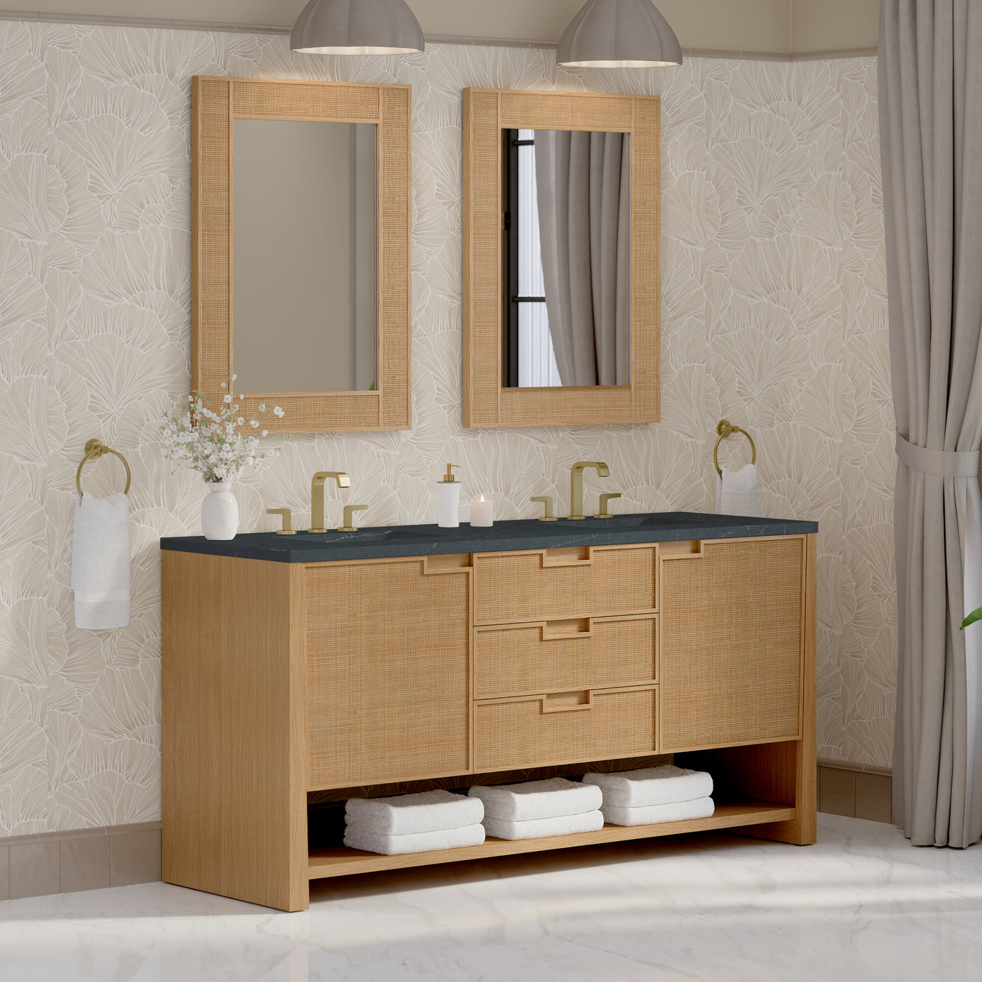 James Martin Solene 72" Double Bathroom Vanity, Seaside Oak, view 39