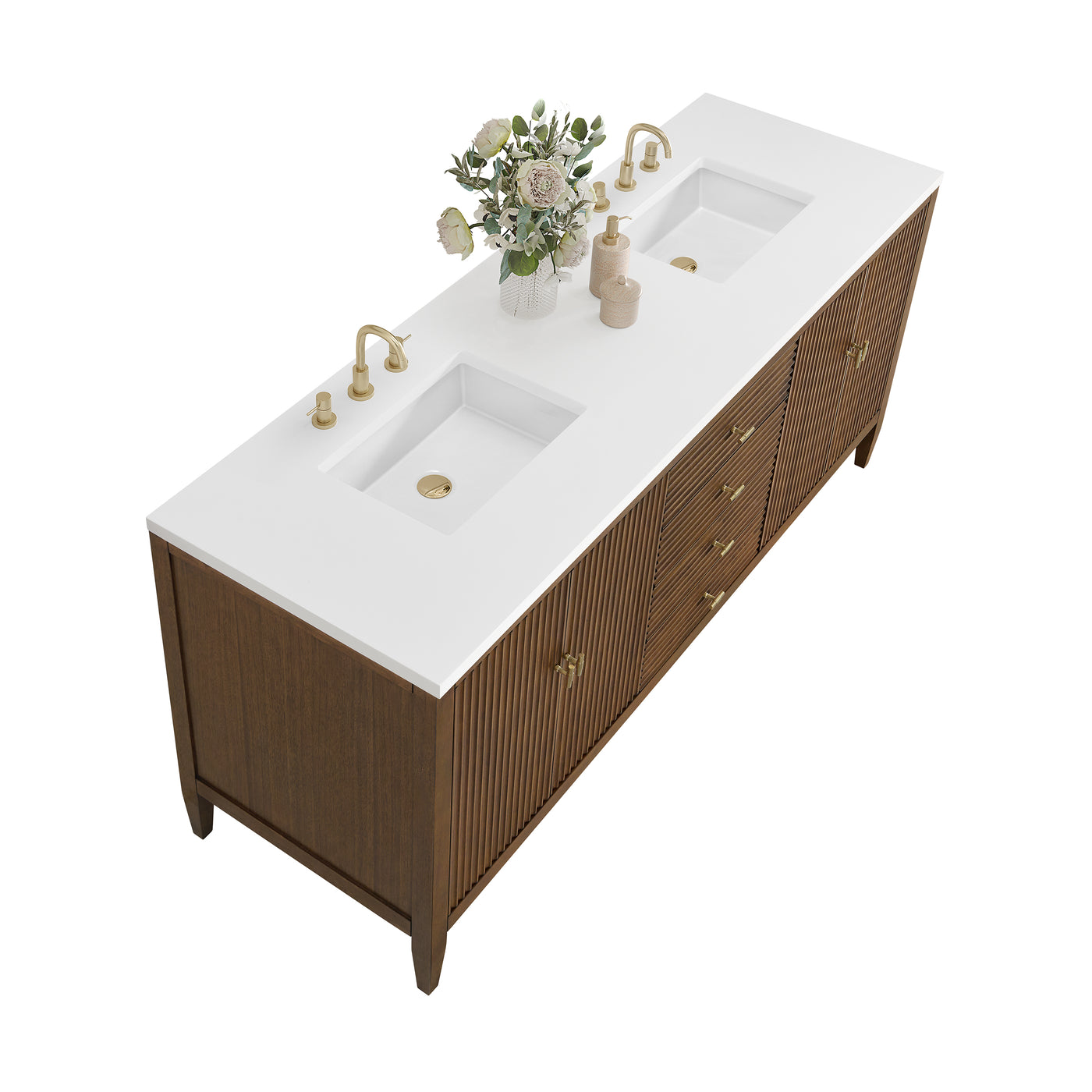 James Martin Myrrin 72" Double Bathroom Vanity, Mid-Century Walnut, view 35