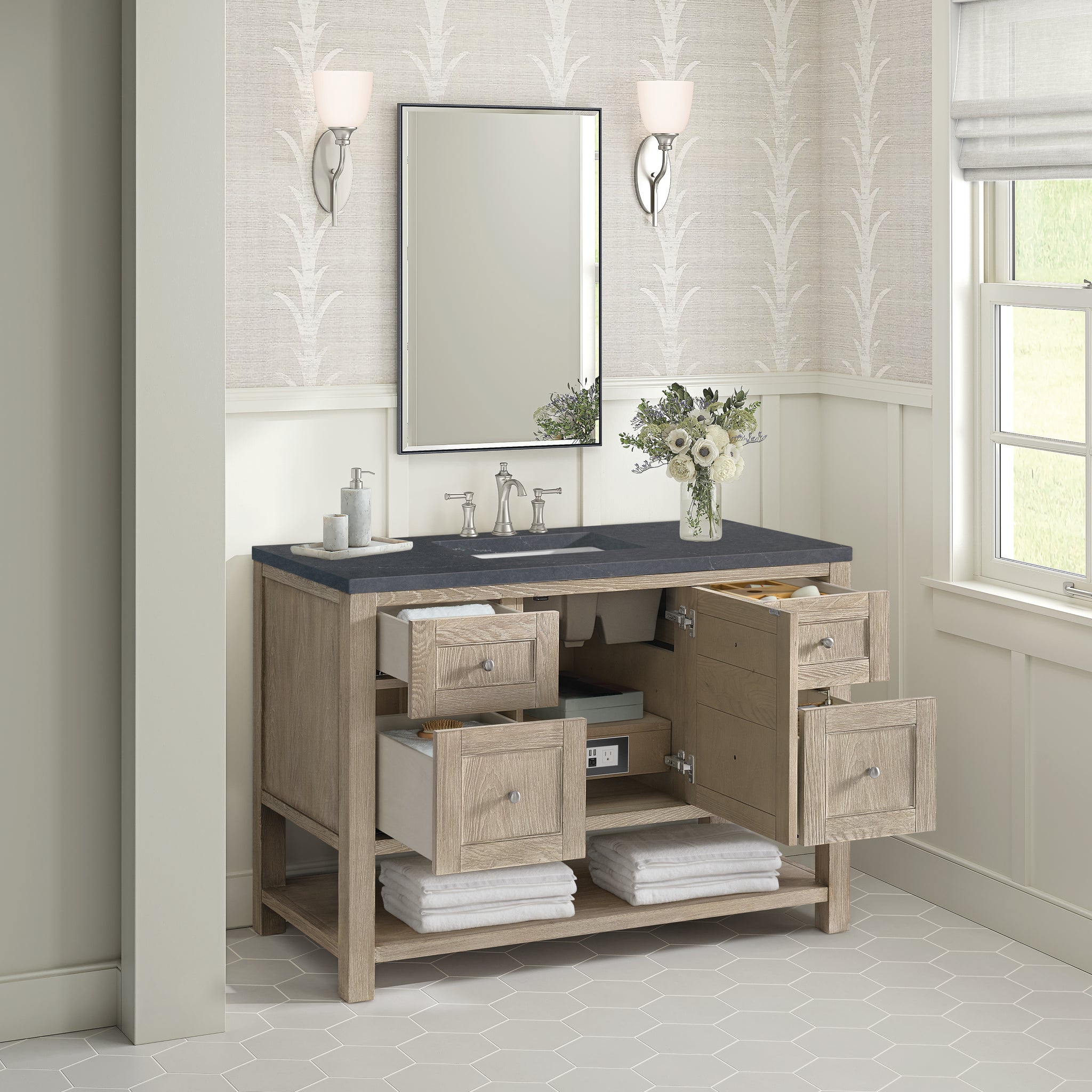 James Martin Breckenridge 48" Single Bathroom Vanity, Whitewashed Oak, view 39