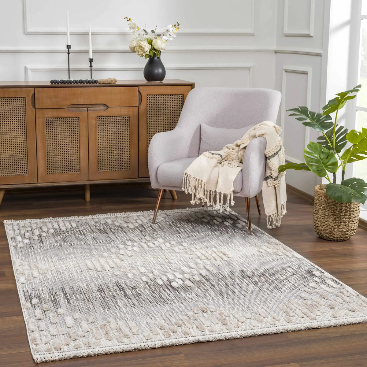 Poydras High-Low Rustic Rug, installed in a room 2