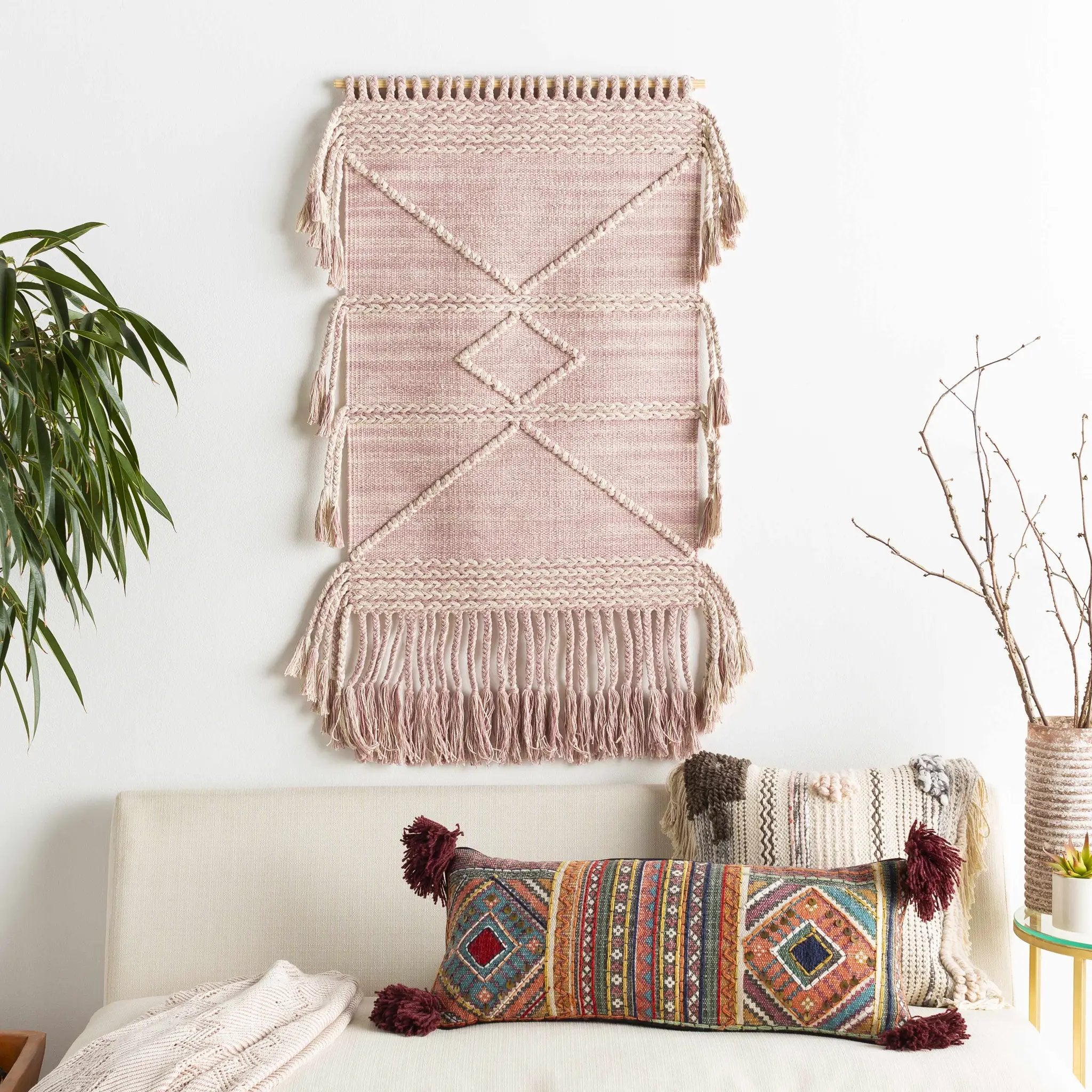 Lenorah Pink&White Textured Throw Pillow - Clearance by Boutique Rugs