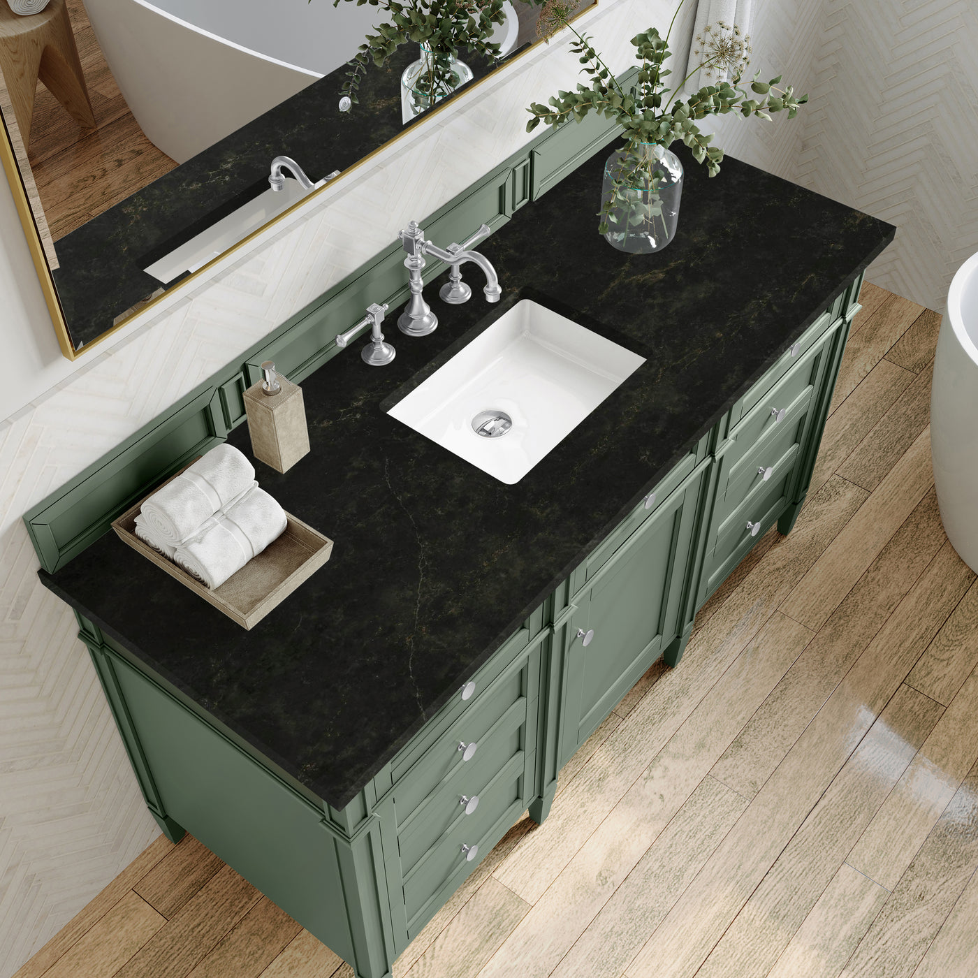 James Martin Brittany 60" Single Bathroom Vanity, Smokey Celadon, view 33