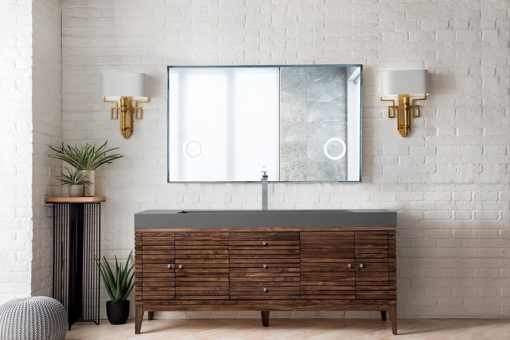 James Martin Linear 72" Single Bathroom Vanity, Mid-Century Walnut, view 2