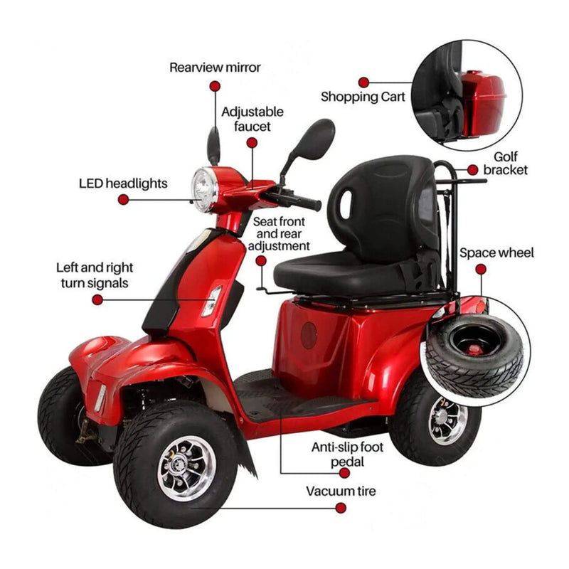 Zvg 4-Wheel 60V/20AH Electric Golf Senior Travel Mobility Scooter For Adults, 440LBS (SAK91582) by SAKSBY WHOLESALE