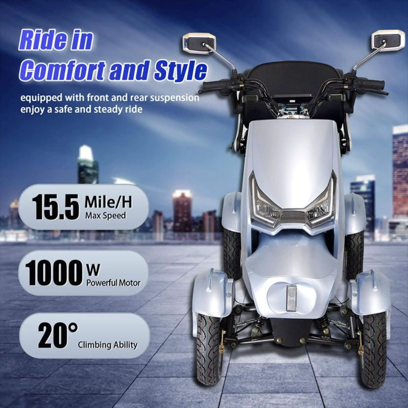 Zvg Heavy-Duty 1000W 60V/20AH Four Wheel All-Terrain Travel Mobility Scooter, 440LBS (SAK91645) by SAKSBY WHOLESALE
