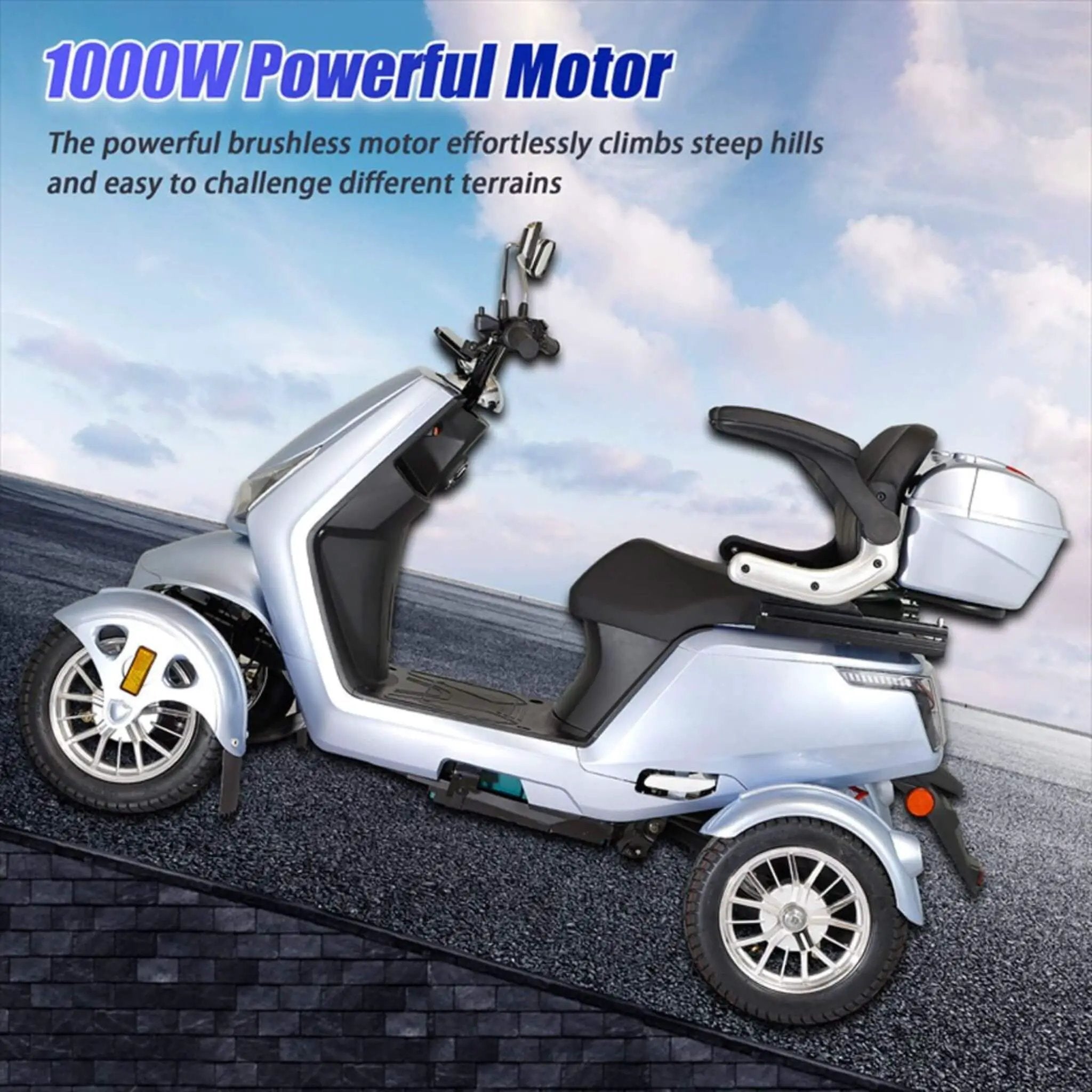 Zvg Heavy-Duty 1000W 60V/20AH Four Wheel All-Terrain Travel Mobility Scooter, 440LBS (SAK91645) by SAKSBY WHOLESALE