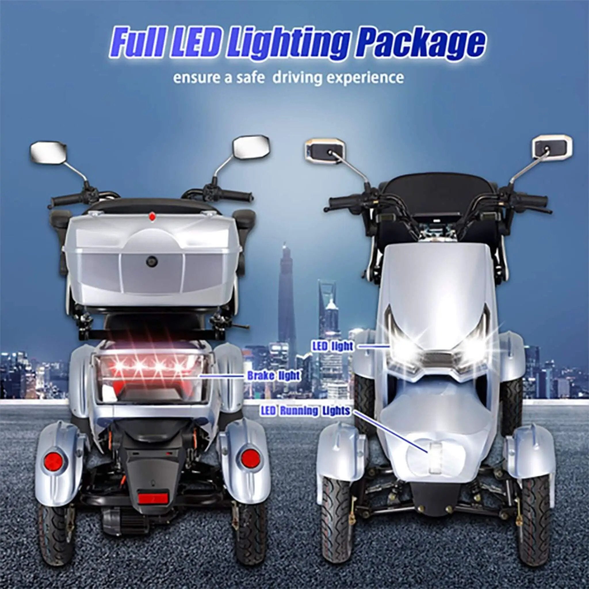 Zvg Heavy-Duty 1000W 60V/20AH 330LBS Four-Wheel All-Terrain Travel Mobility Scooter [SN-4L] (SAK97245) by SAKSBY WHOLESALE