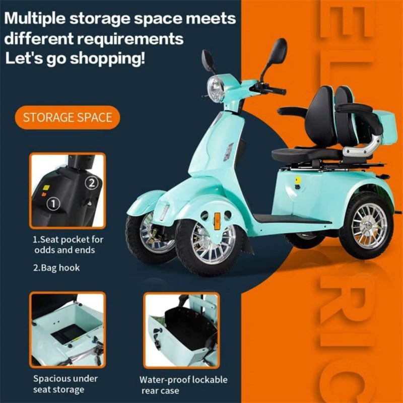 Zvg Heavy-Duty 800W 60V20AH Four Wheel All-Terrain Travel Mobility Scooter For Adults And Seniors, 500LBS (SAK97156) by SAKSBY WHOLESALE