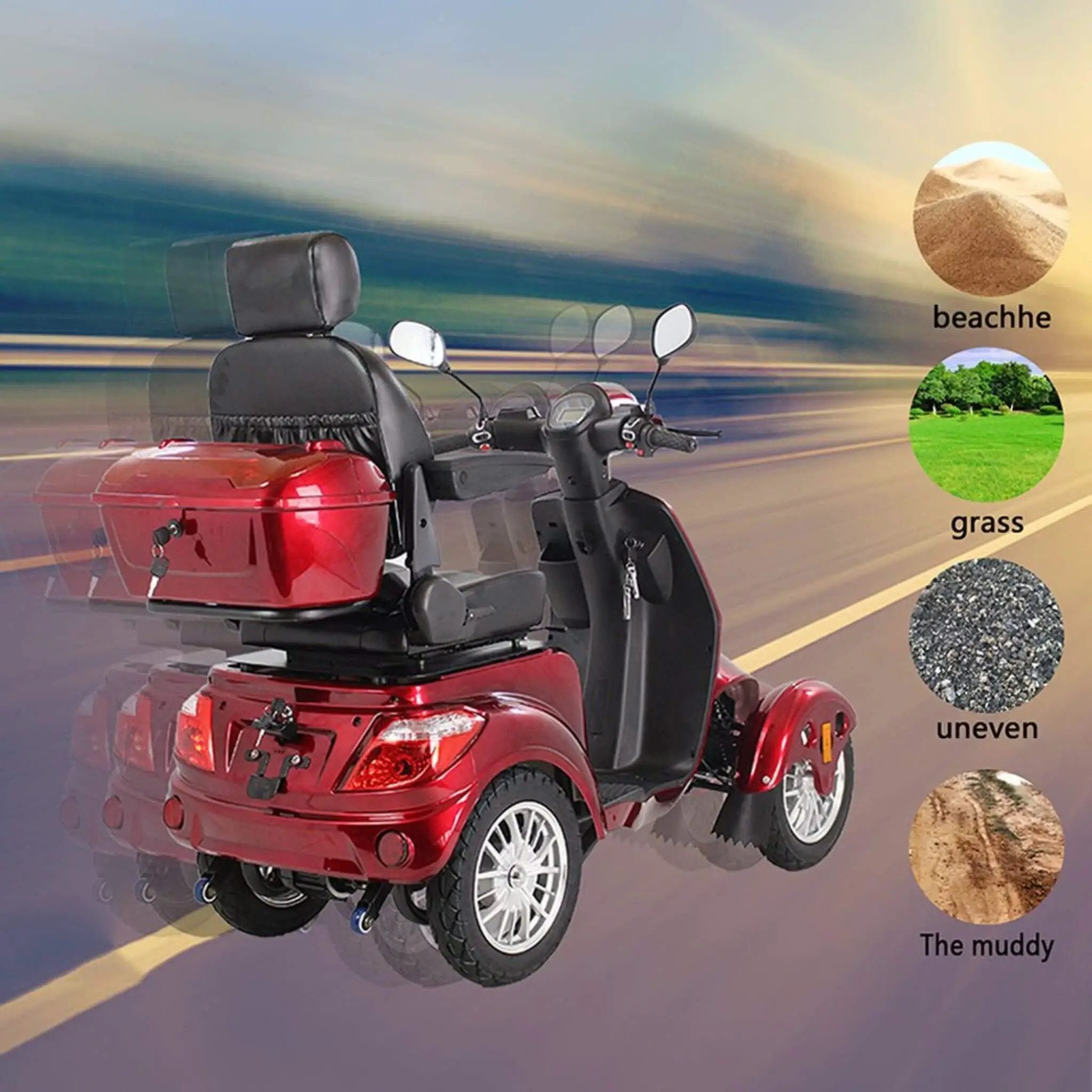 Zvg Premium 800W 4-Wheel Electric Motorized Adults Travel Mobility Scooter For Adults (SAK94712) by SAKSBY WHOLESALE