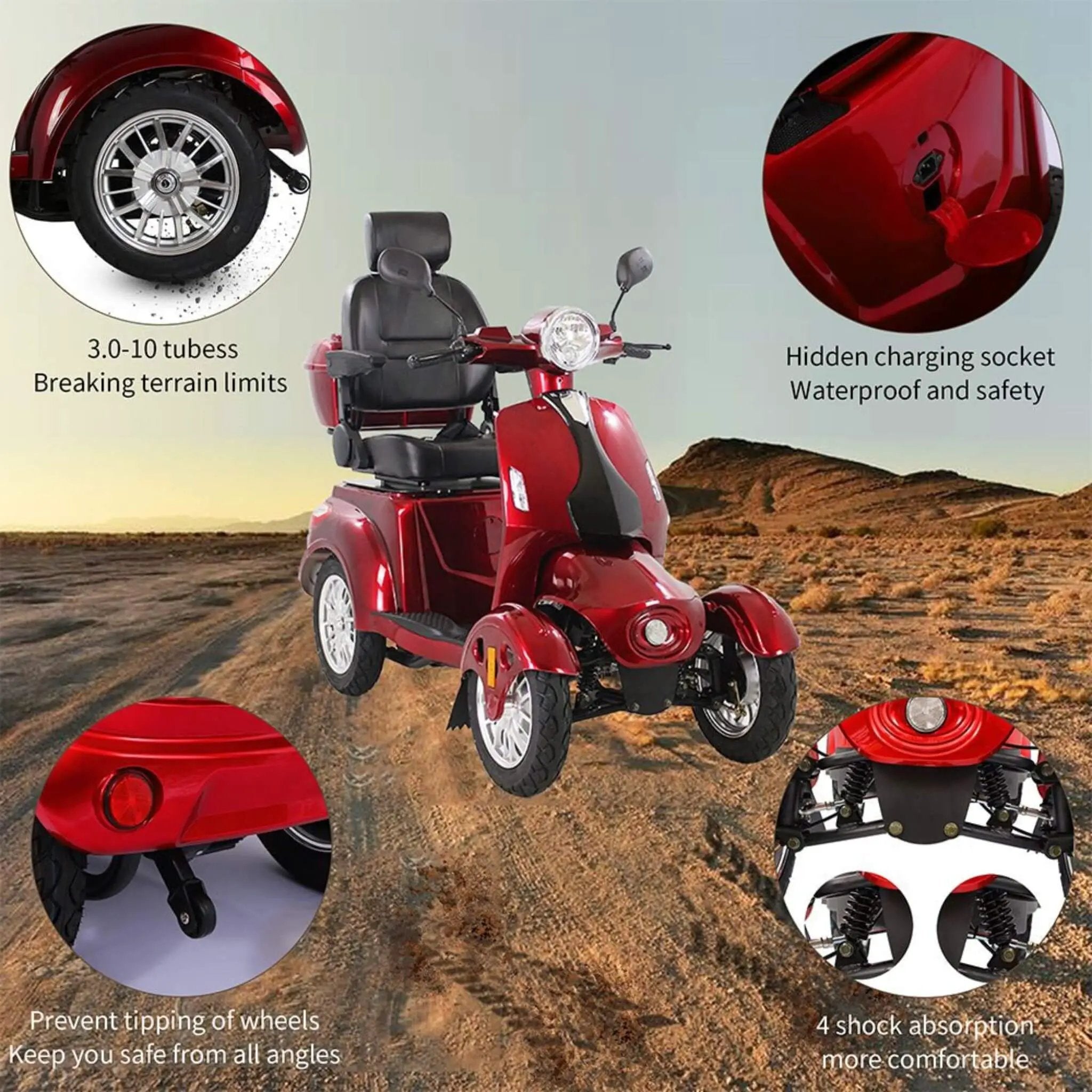 Zvg Premium 800W 4-Wheel Electric Motorized Adults Travel Mobility Scooter For Adults (SAK94712) by SAKSBY WHOLESALE