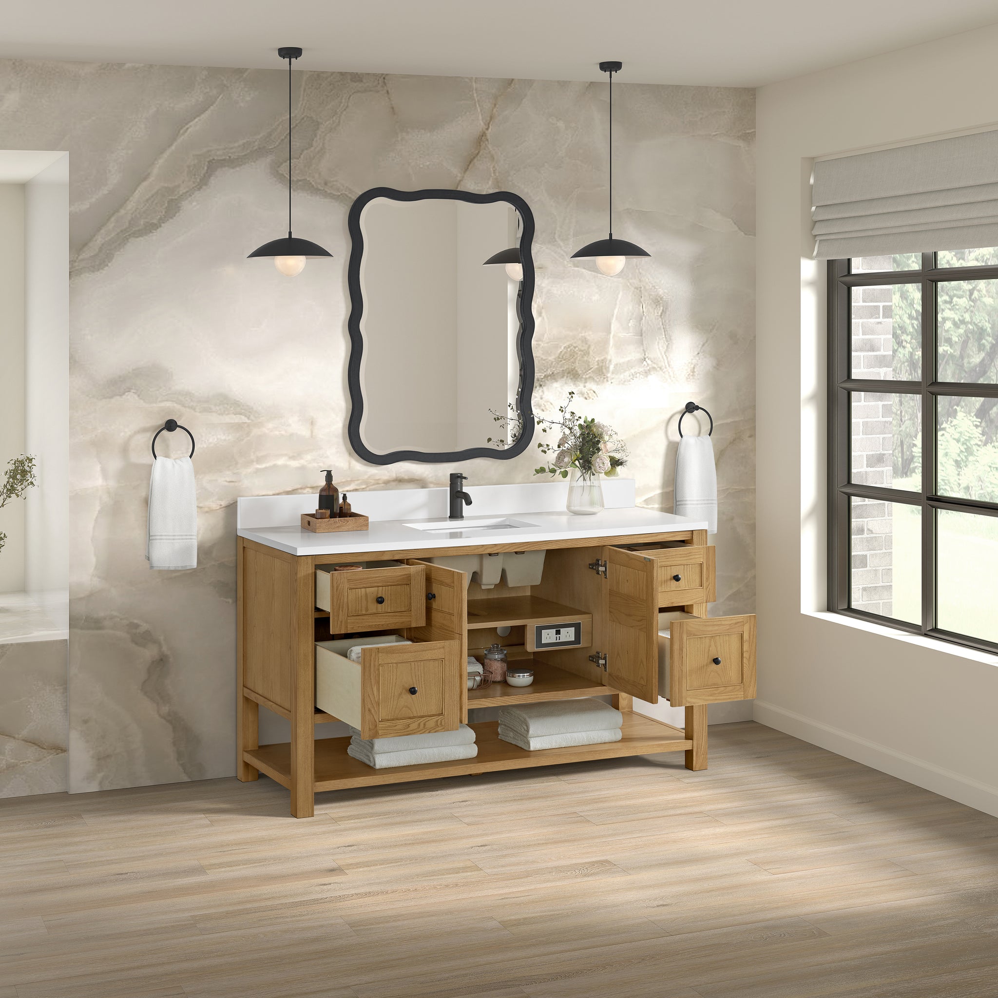 James Martin Breckenridge 60" Single Bathroom Vanity, Light Natural Oak, view 39
