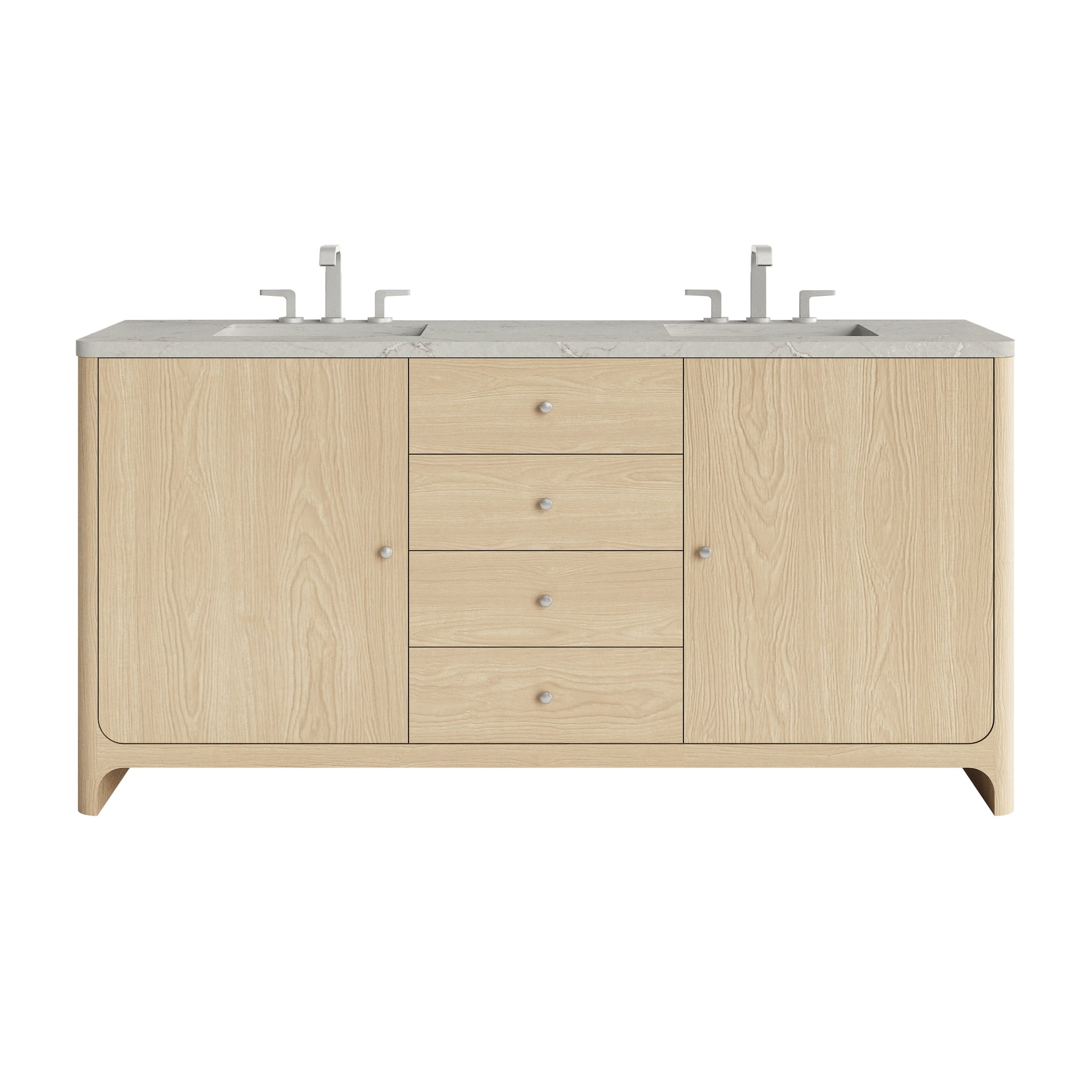 James Martin Gracyn 72" Double Bathroom Vanity, Coastal Driftwood with Victorian Silver (Quartz, Widespread) countertop