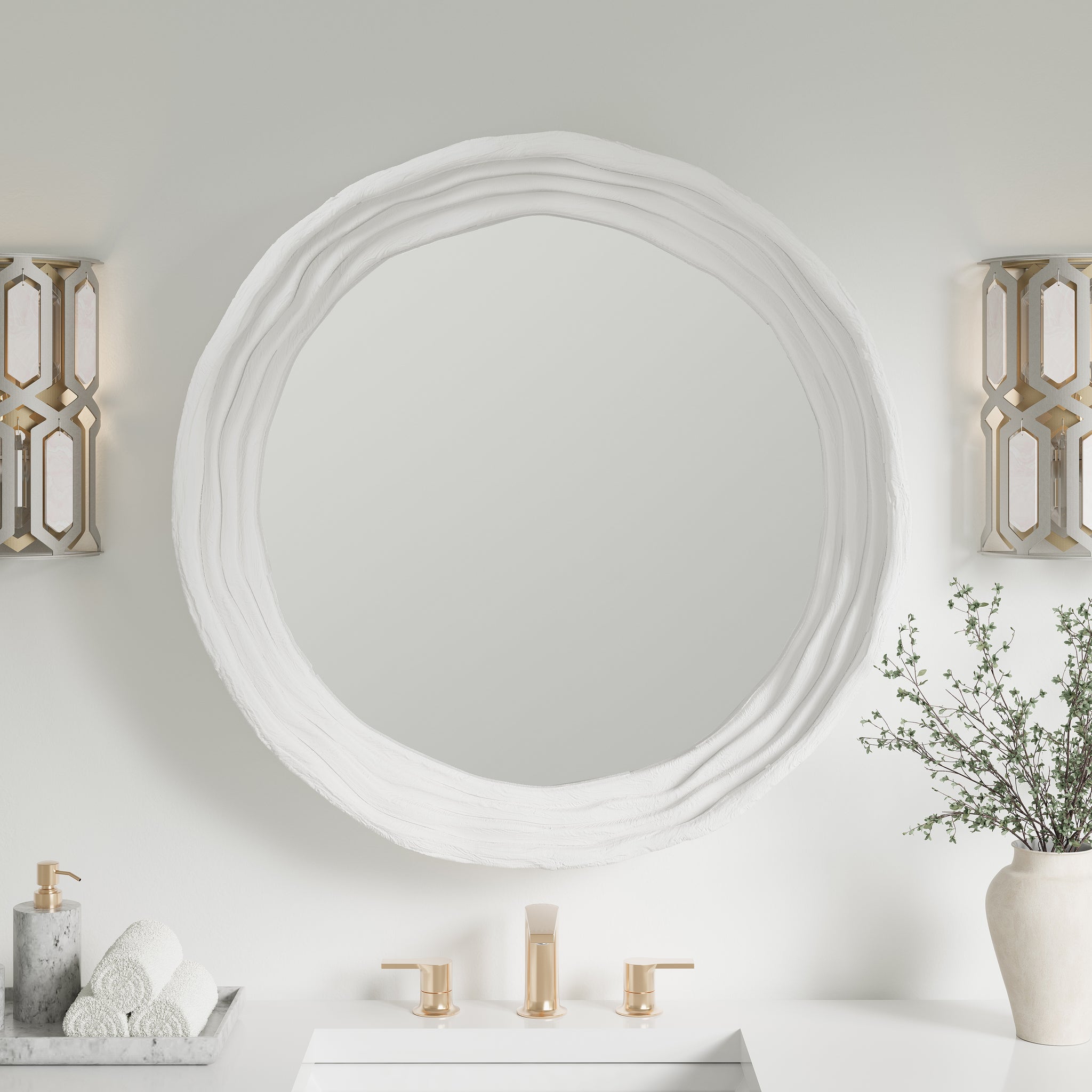 James Martin Terra 30" Mirror, Limestone, view 2
