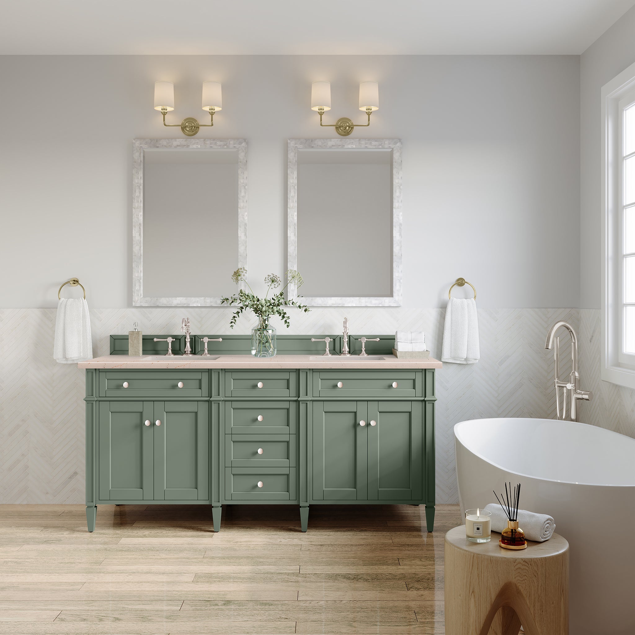 James Martin Brittany 72" Double Bathroom Vanity, Smokey Celadon, view 20