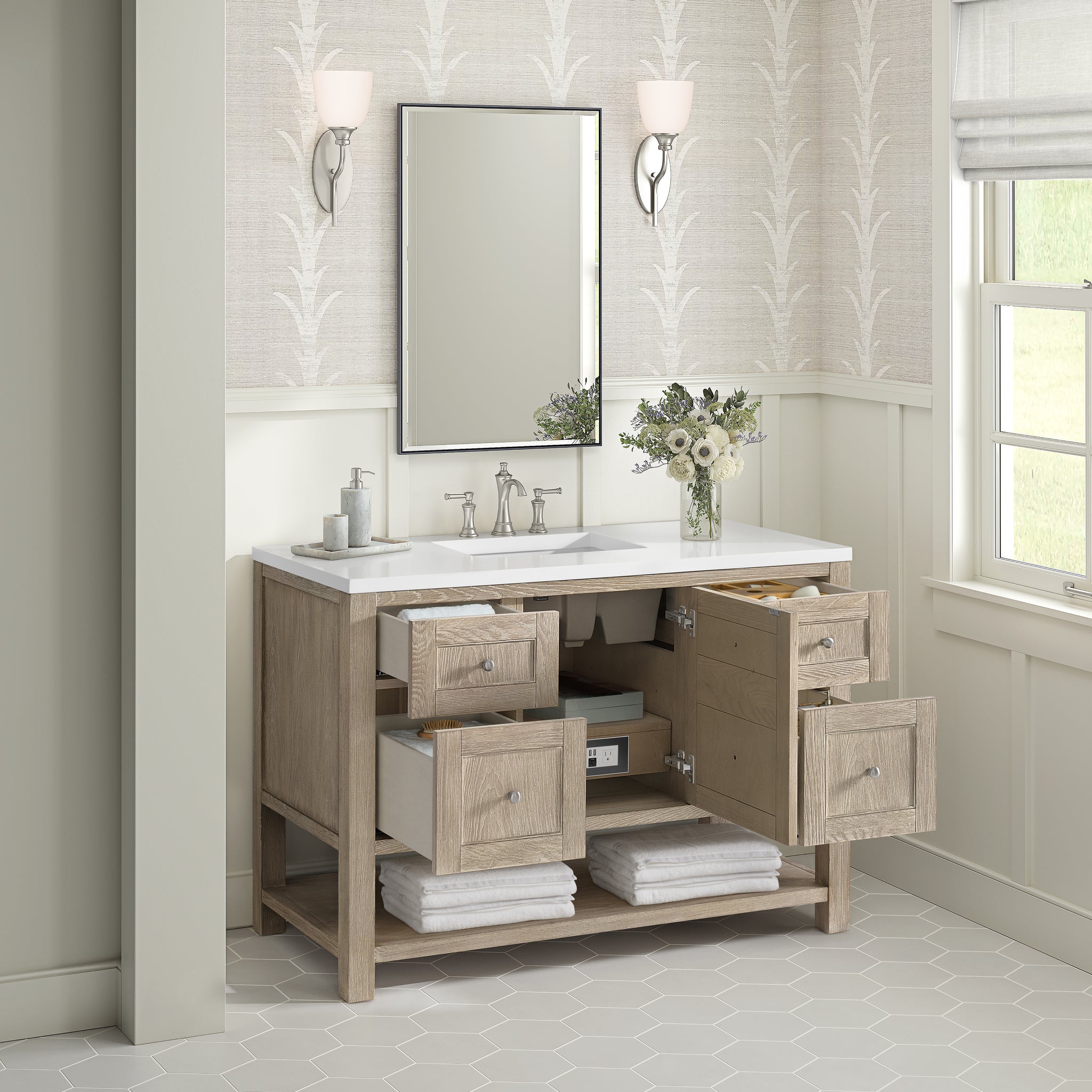 James Martin Breckenridge 48" Single Bathroom Vanity, Whitewashed Oak, view 34