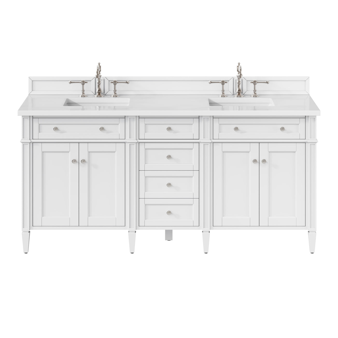 James Martin Brittany 72" Double Bathroom Vanity, Bright White with White Zeus countertop
