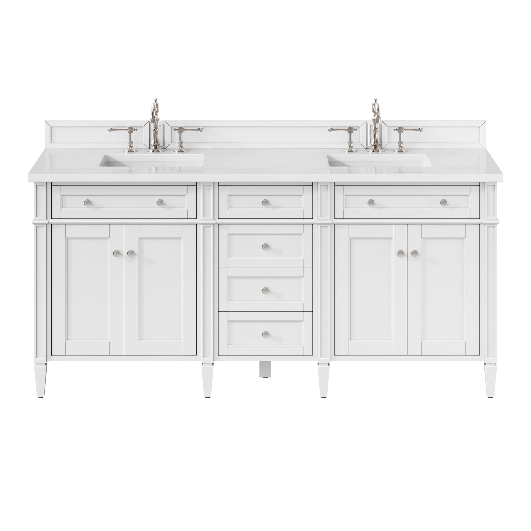 James Martin Brittany 72" Double Bathroom Vanity, Bright White with White Zeus countertop