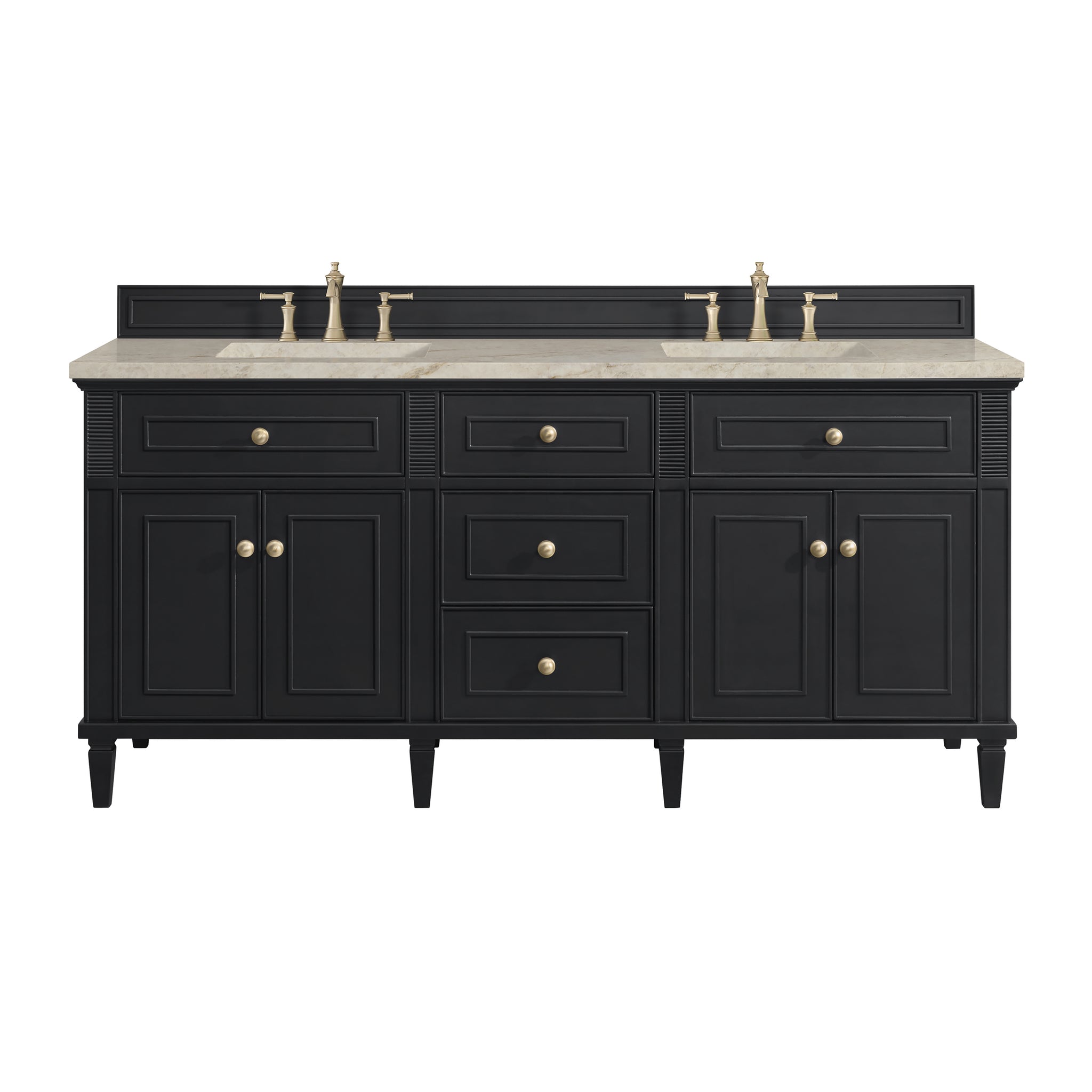 James Martin Lorelai 72" Double Bathroom Vanity, Black Onyx with Tajnar countertop