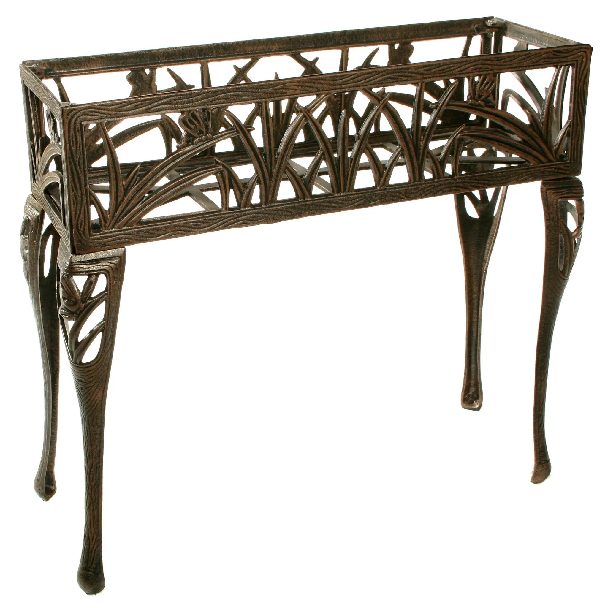 Cast Aluminum Antique Bronze Butterfly Rectangular Metal Plant Stand by Sharicks
