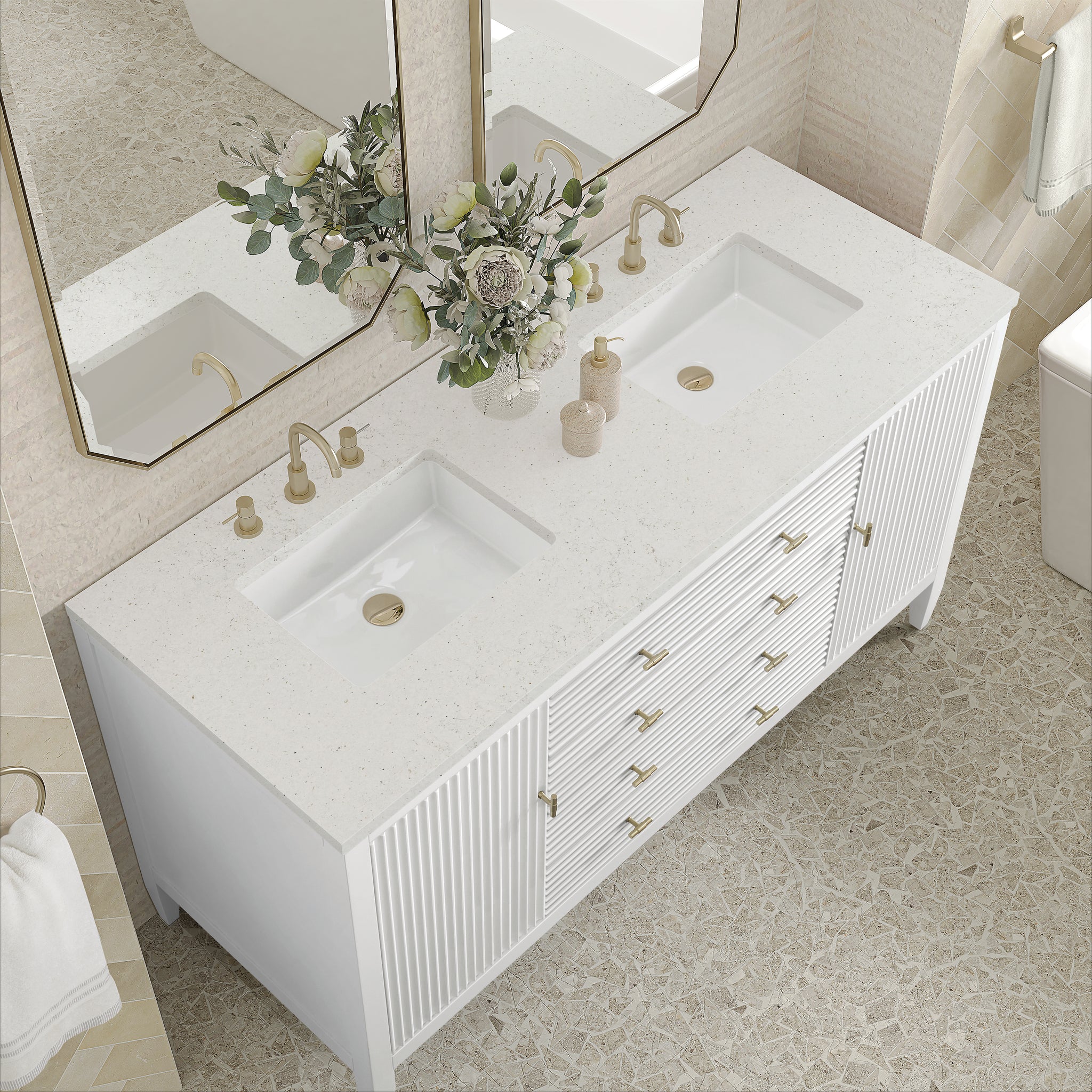 James Martin Myrrin 60" Double Bathroom Vanity, Bright White, view 32