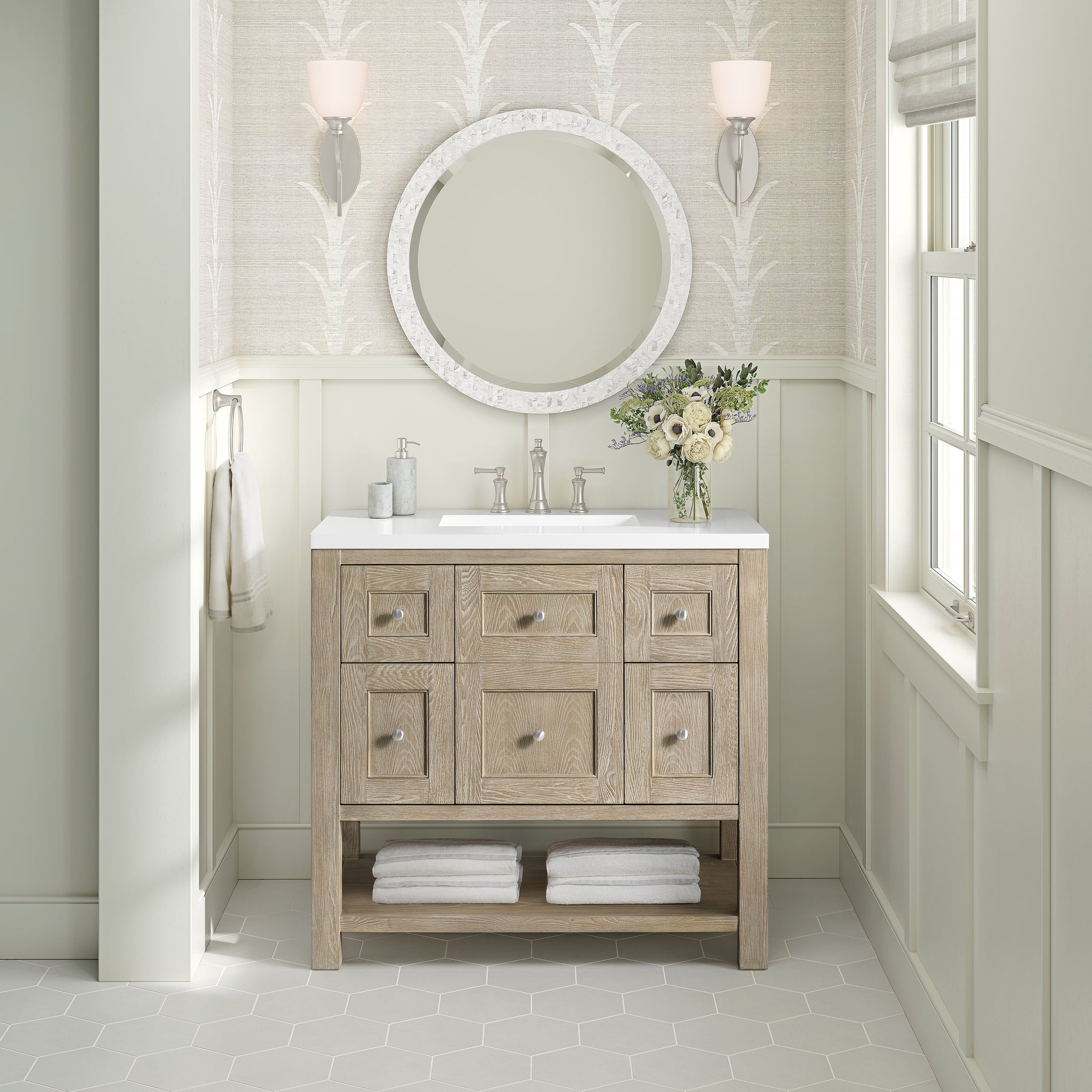 James Martin Breckenridge 36" Single Bathroom Vanity, Whitewashed Oak, view 29
